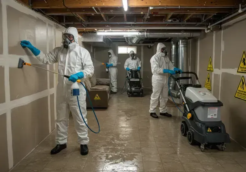 Basement Moisture Removal and Structural Drying process in La Harpe, IL